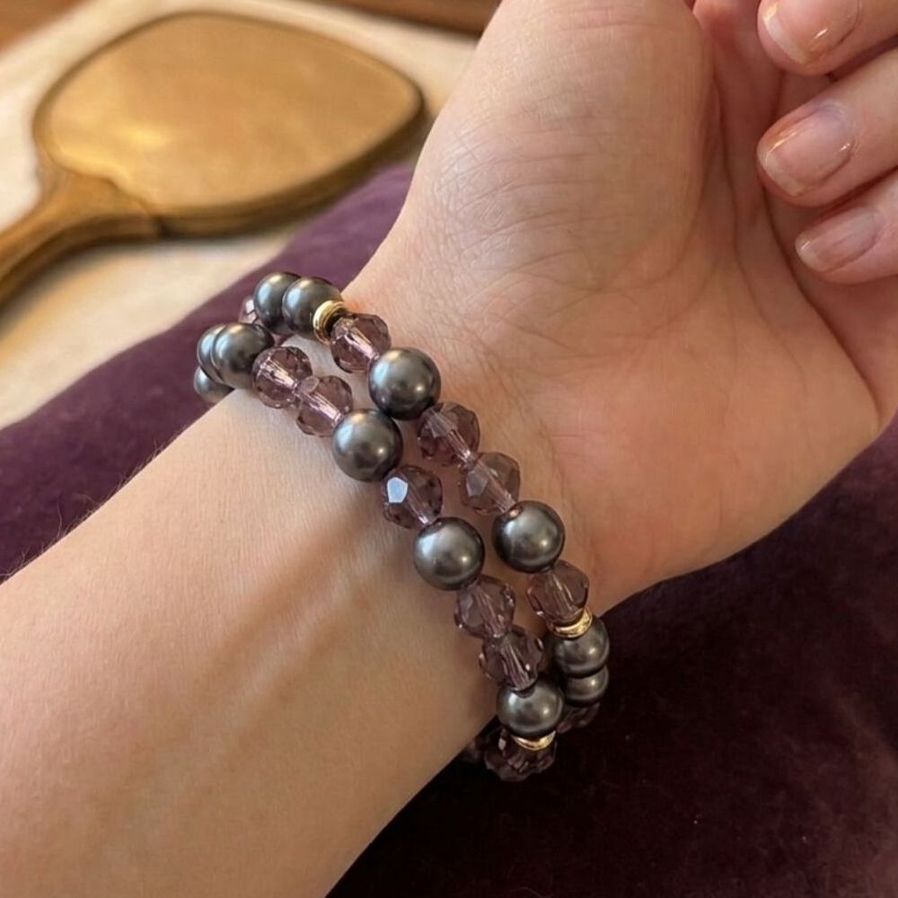 Double-Strand Beaded Stretch Bracelet EUC